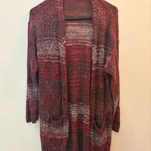 Maurices Red and Brown Knit Cardigan